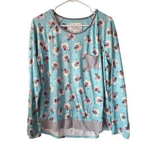 Cuddl Duds US Women's Size M Long Sleeve LLama Pajama Top Soft Stretch
